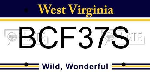 BCF37S West Virginia License Plate