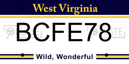 BCFE78 West Virginia License Plate