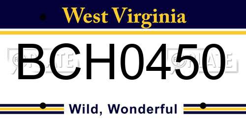 BCH0450 West Virginia License Plate