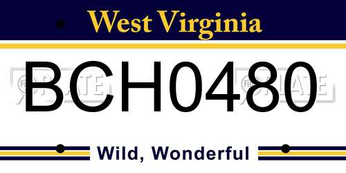 BCH0480 West Virginia License Plate