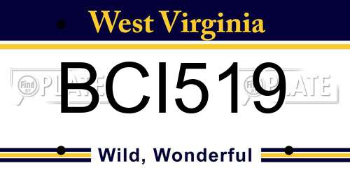 BCI519 West Virginia License Plate