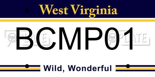 BCMP01 West Virginia License Plate