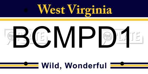 BCMPD1 West Virginia License Plate
