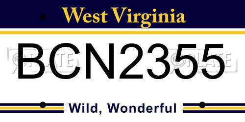 BCN2355 West Virginia License Plate