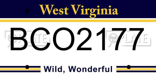 BCO2177 West Virginia License Plate