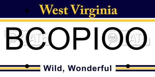 BCOPIOO West Virginia License Plate