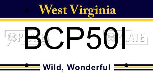 BCP50I West Virginia License Plate