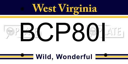 BCP80I West Virginia License Plate