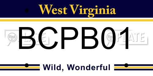 BCPB01 West Virginia License Plate