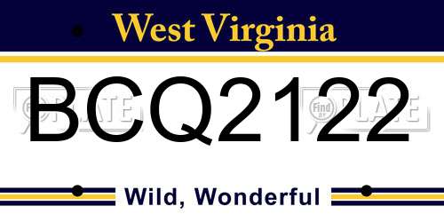 BCQ2122 West Virginia License Plate