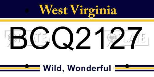 BCQ2127 West Virginia License Plate
