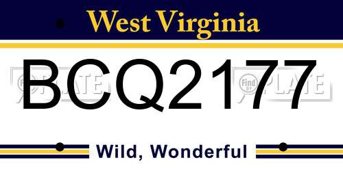 BCQ2177 West Virginia License Plate