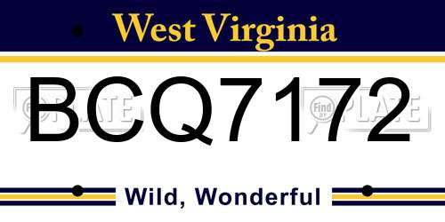 BCQ7172 West Virginia License Plate
