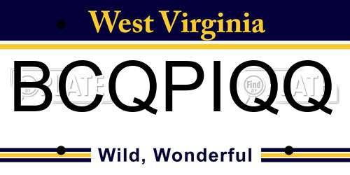 BCQPIQQ West Virginia License Plate