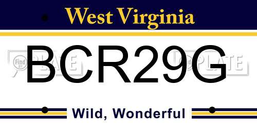 BCR29G West Virginia License Plate