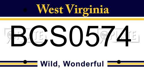 BCS0574 West Virginia License Plate