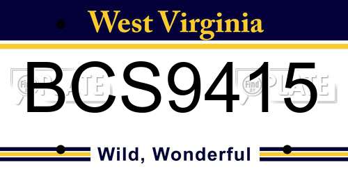 BCS9415 West Virginia License Plate