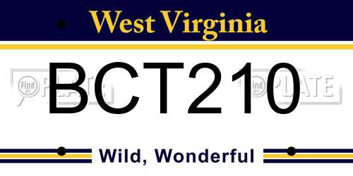 BCT210 West Virginia License Plate
