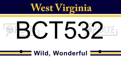BCT532 West Virginia License Plate