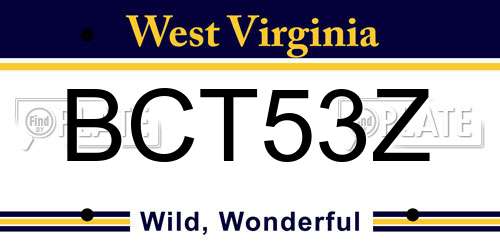 BCT53Z West Virginia License Plate