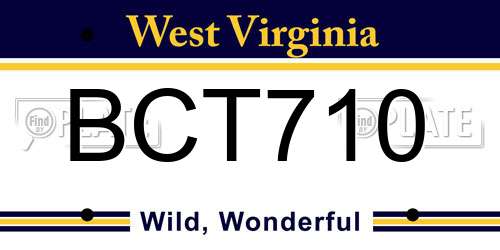 BCT710 West Virginia License Plate
