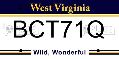 BCT71Q West Virginia License Plate
