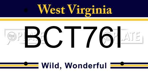 BCT76I West Virginia License Plate