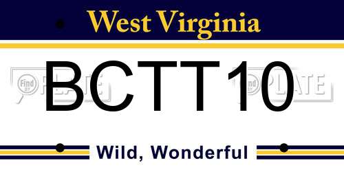 BCTT10 West Virginia License Plate