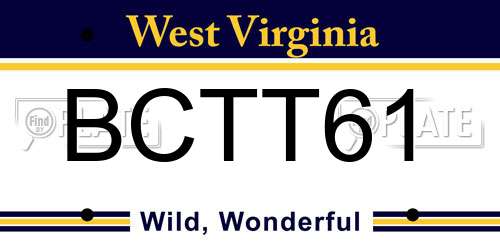 BCTT61 West Virginia License Plate