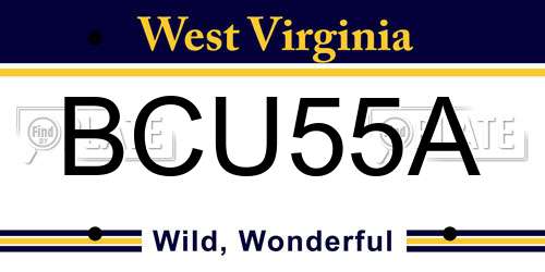 BCU55A West Virginia License Plate