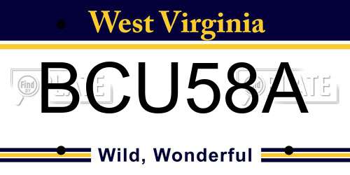 BCU58A West Virginia License Plate