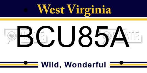 BCU85A West Virginia License Plate