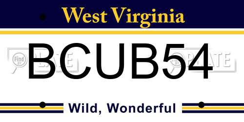 BCUB54 West Virginia License Plate