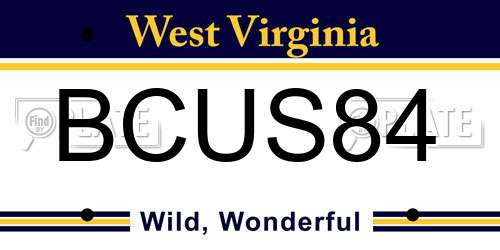 BCUS84 West Virginia License Plate