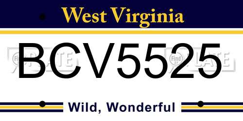 BCV5525 West Virginia License Plate