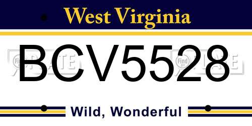 BCV5528 West Virginia License Plate