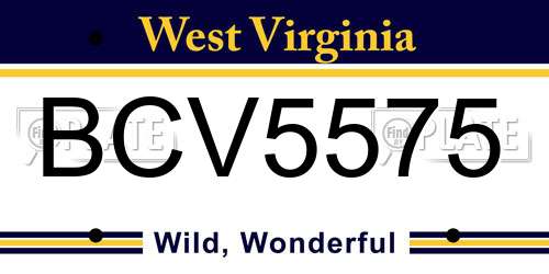 BCV5575 West Virginia License Plate
