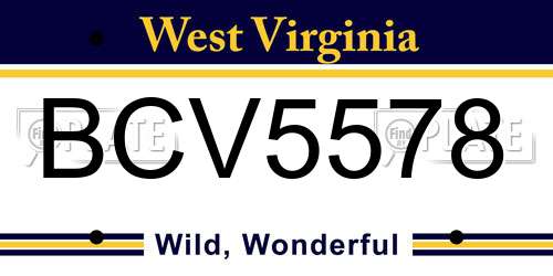 BCV5578 West Virginia License Plate
