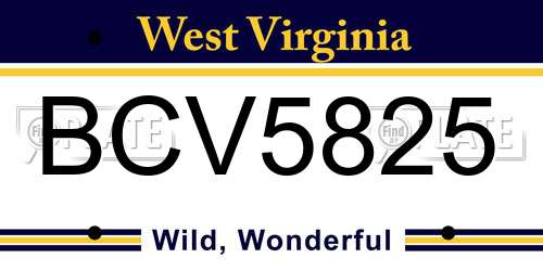 BCV5825 West Virginia License Plate