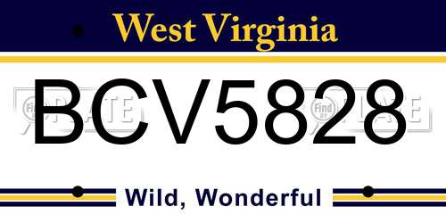 BCV5828 West Virginia License Plate