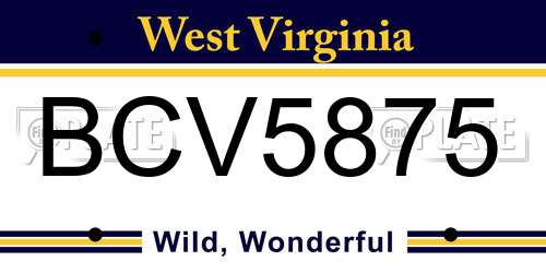 BCV5875 West Virginia License Plate