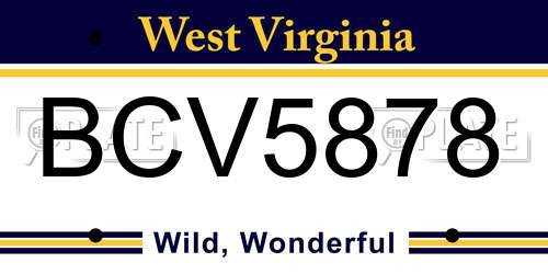 BCV5878 West Virginia License Plate