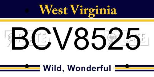 BCV8525 West Virginia License Plate