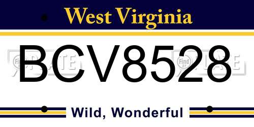 BCV8528 West Virginia License Plate