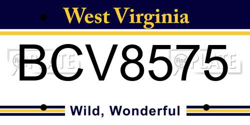 BCV8575 West Virginia License Plate