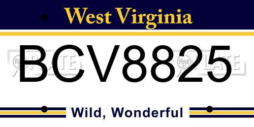 BCV8825 West Virginia License Plate