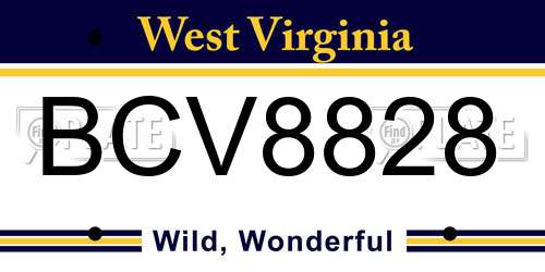 BCV8828 West Virginia License Plate
