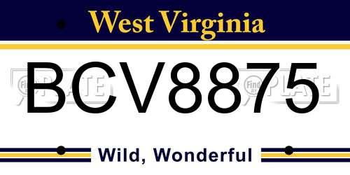 BCV8875 West Virginia License Plate