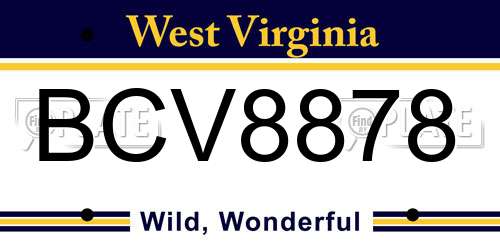 BCV8878 West Virginia License Plate