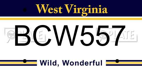 BCW557 West Virginia License Plate